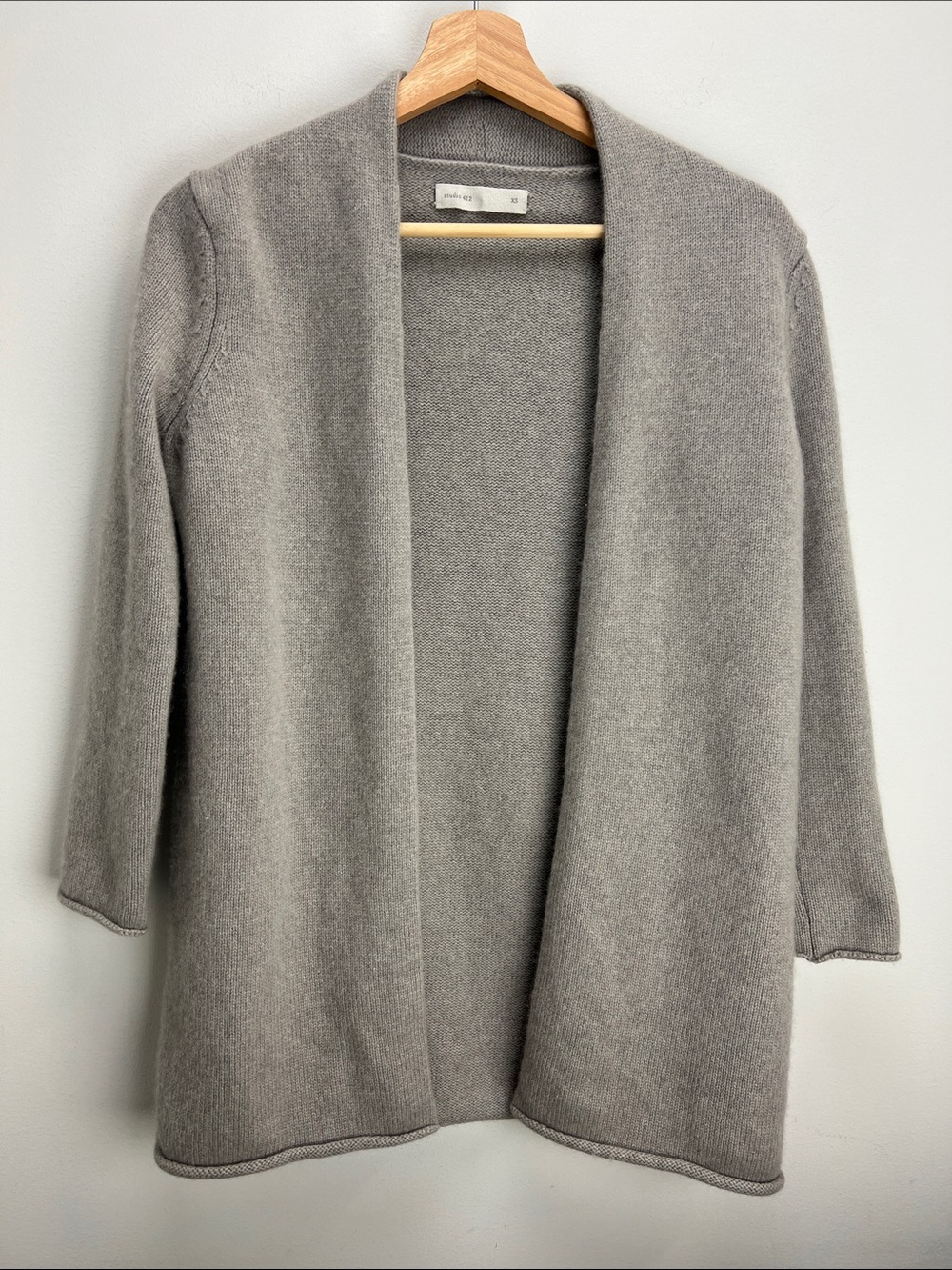 Studio 412 Cashmere Cardigan Sweater Open Front Womens XS Quiet Luxury Capsule